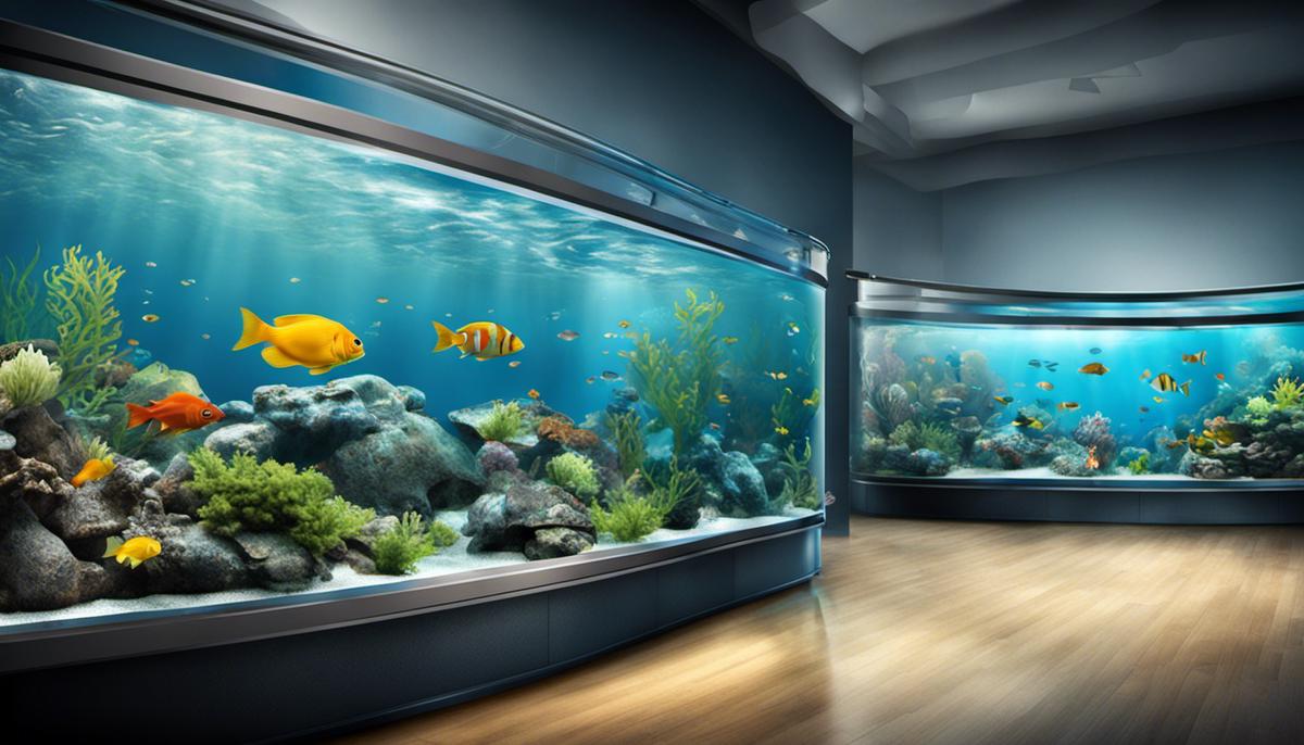 Illustration of an aquarium quarantine tank with fish.