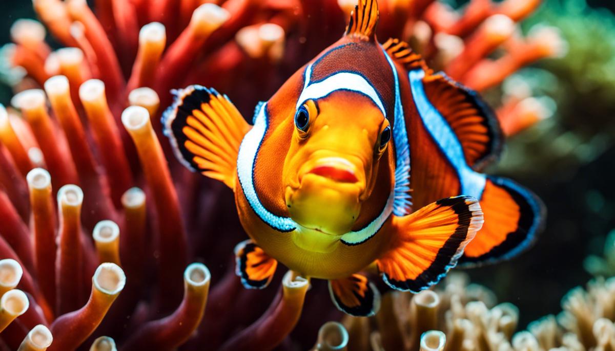 Image of a Clownfish swimming in a coral reef