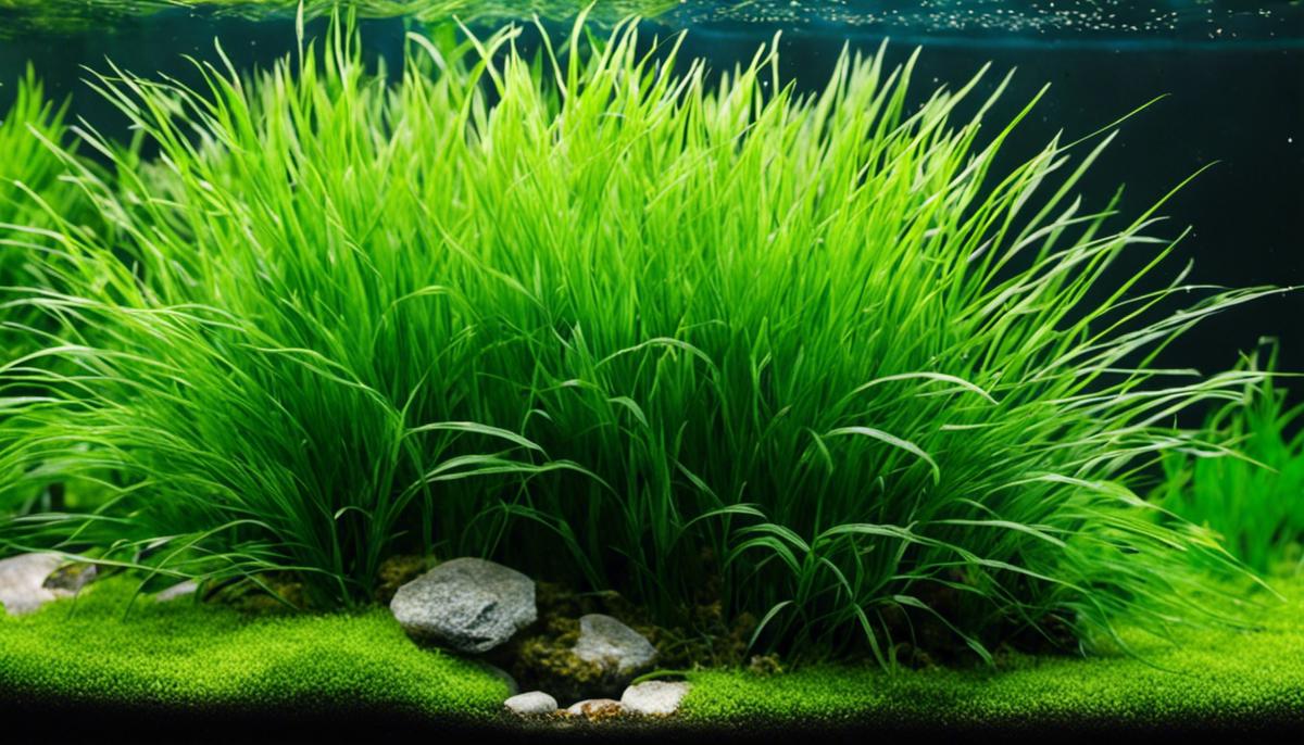 Dwarf Hairgrass in an aquarium, providing a lush green carpet-like effect