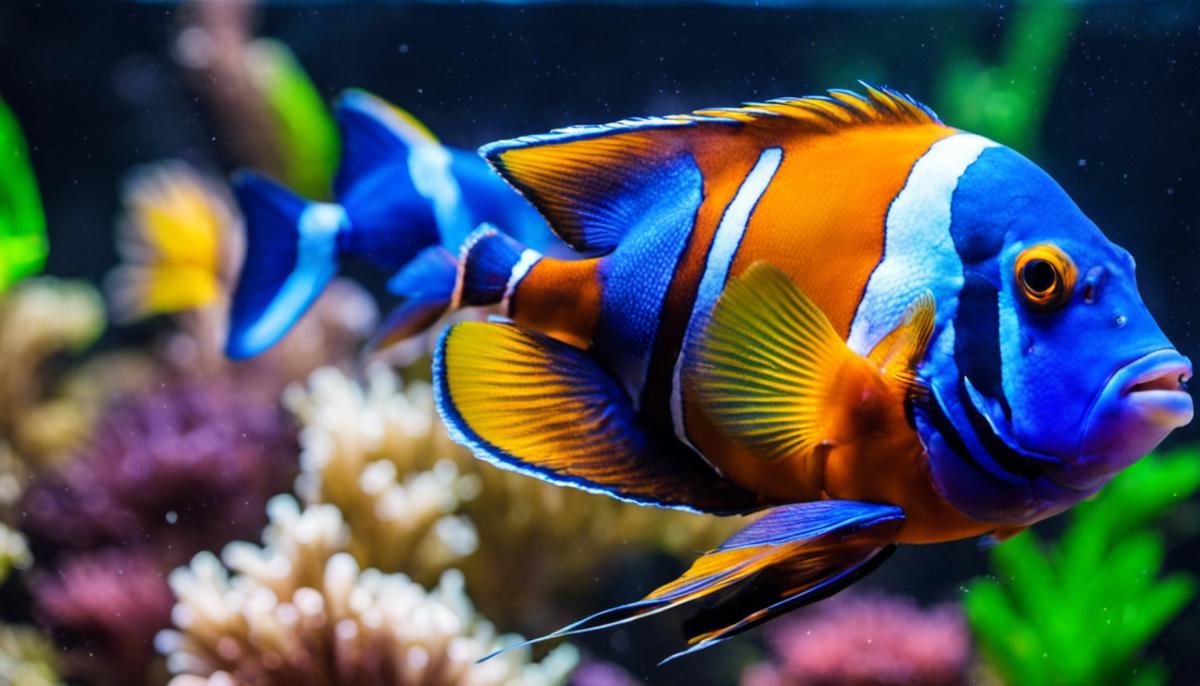 Image of different colorful saltwater fish swimming in an aquarium.
