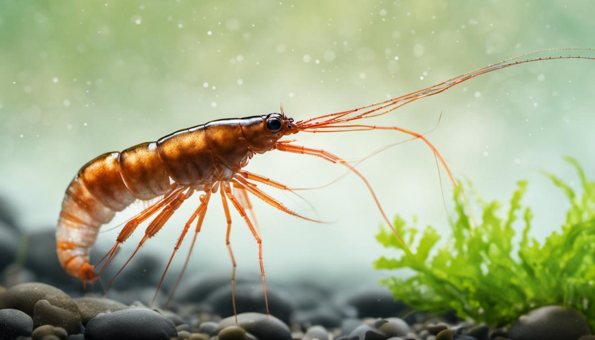 Illustration of freshwater shrimp in a tank environment