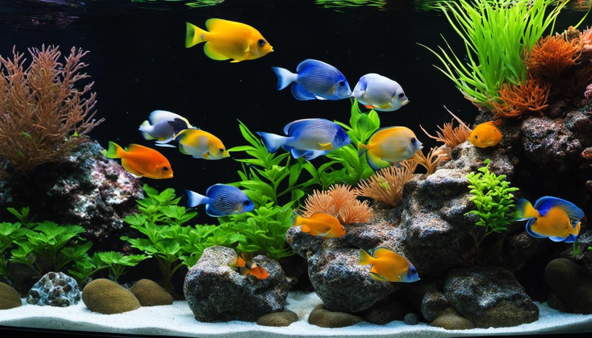 Image depicting the proper placement of live rocks in a saltwater aquarium, creating a natural and visually appealing environment for the marine life.