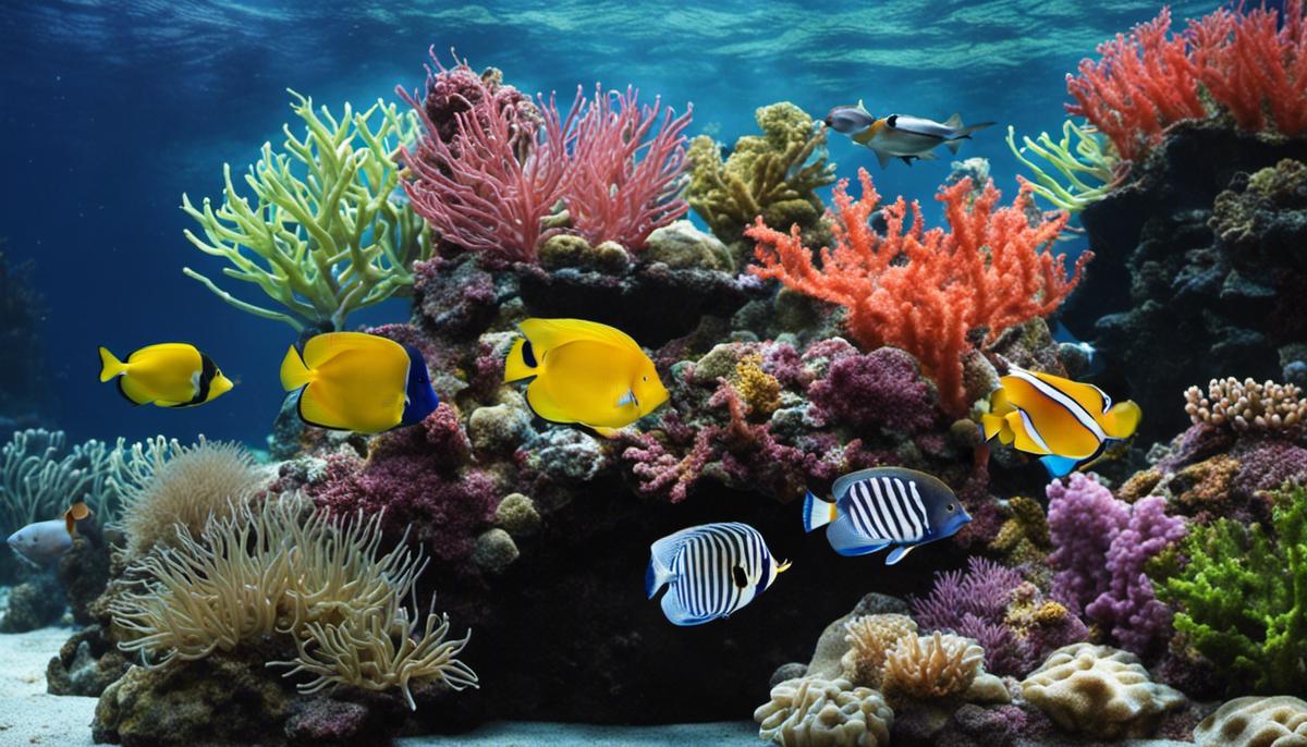 A beautiful image showcasing the diverse marine creatures that can be found in an aquarium environment.