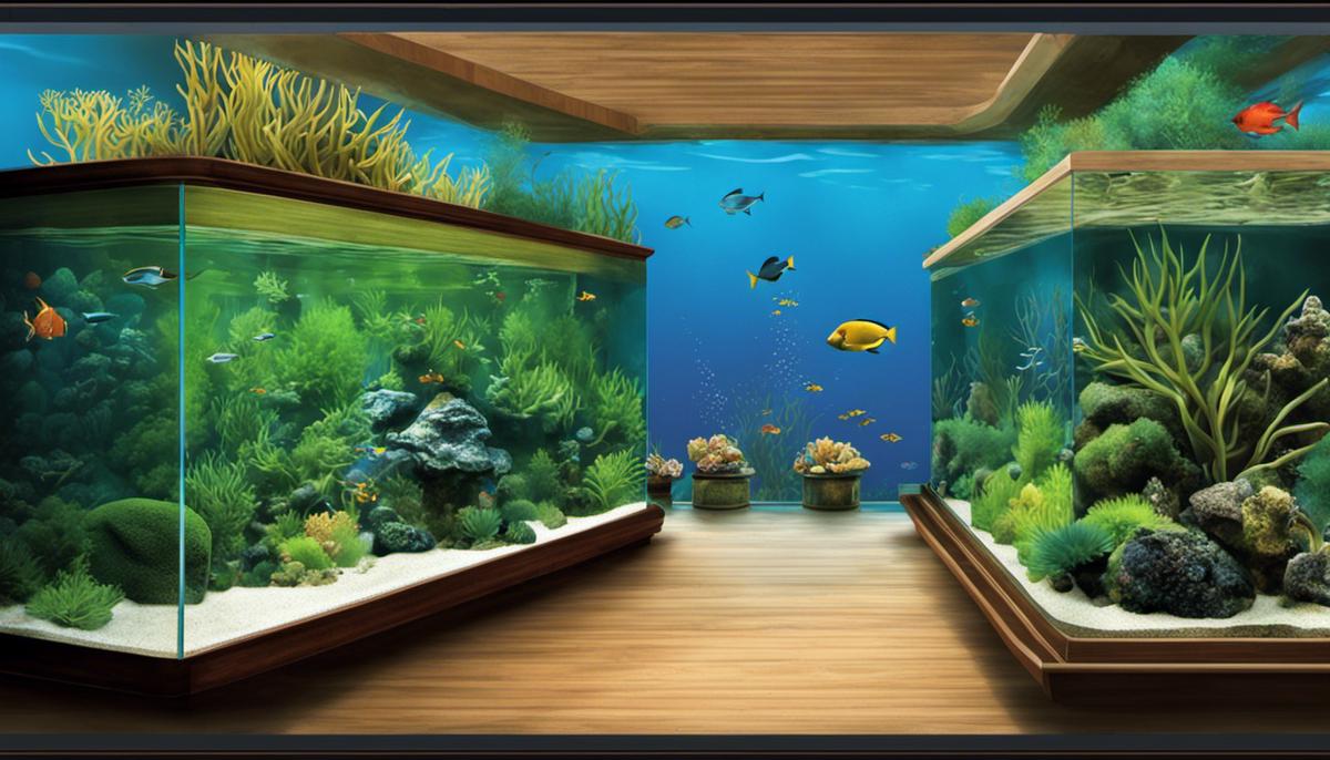 Illustration of pH levels in saltwater aquariums, showcasing the impact of various factors.