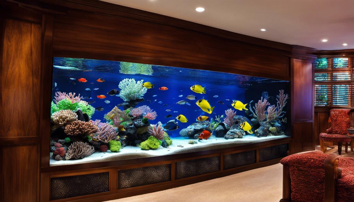 A beautiful saltwater aquarium with colorful fish and coral.