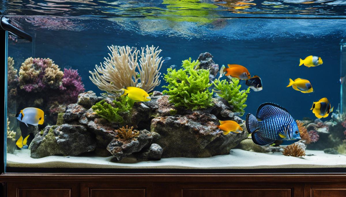 Image of a person maintaining a saltwater fish tank