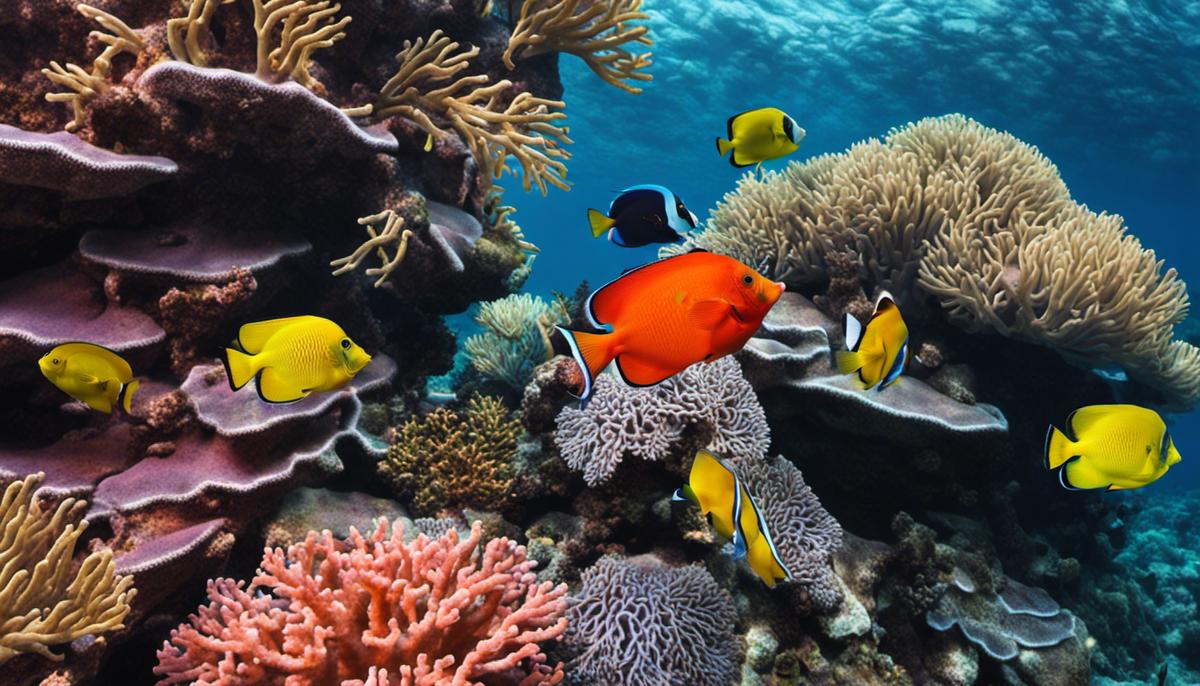 Image of tropical fish in a colorful coral reef environment